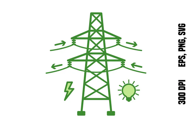 Green Electric Grid Pylon Icon