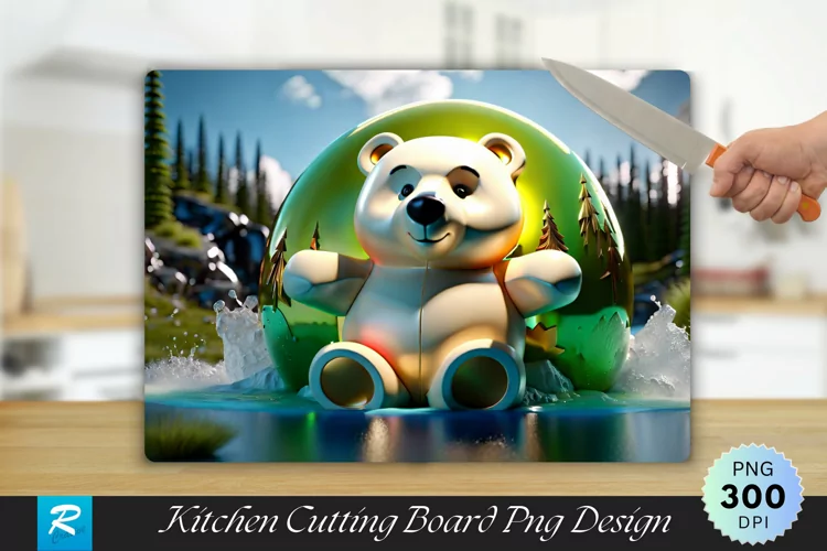 3D Bear Cutting Board Sublimation Design