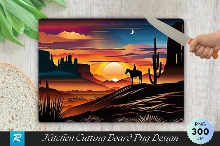 Sunset Scenery Cutting Board Sublimation Design