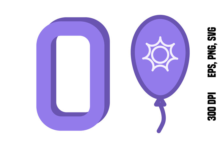 Purple Number Zero and Balloon example image 1