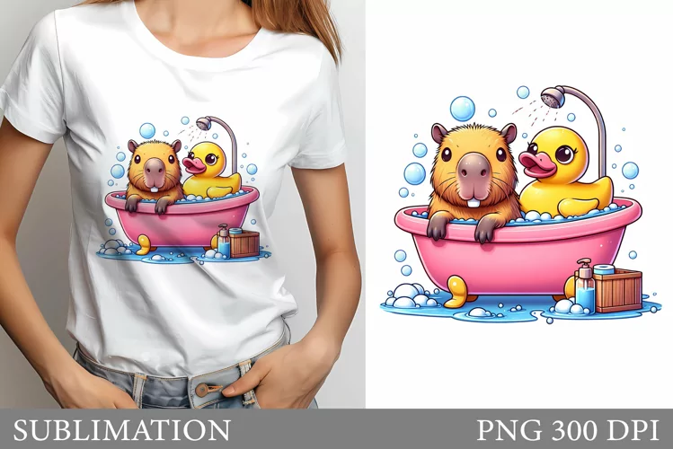 Funny Capybara T-Shirt Design. Funny Capybara Sublimation
