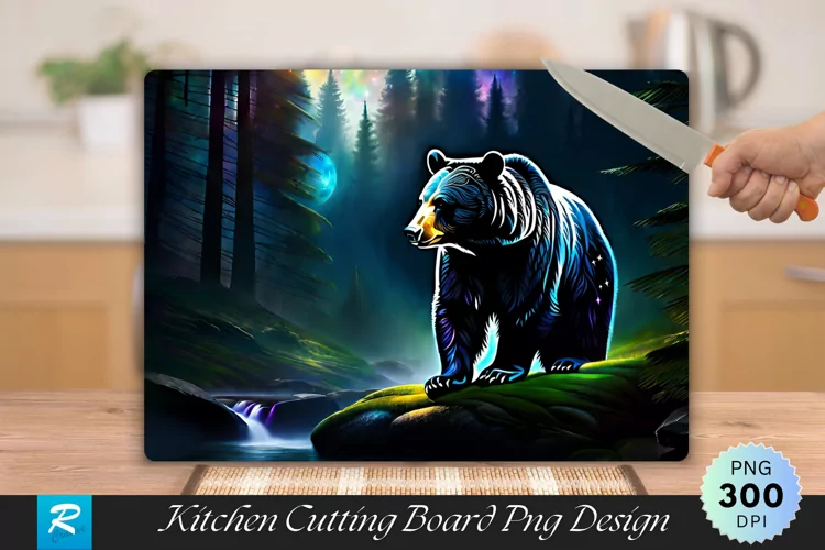 Black Bear Cutting Board Sublimation Design