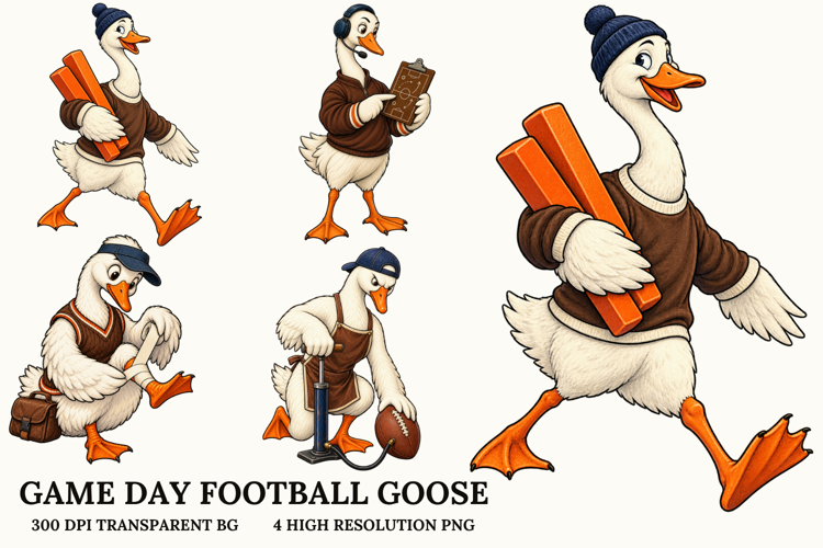 Game Day Football Goose PNG Sublimation Designs