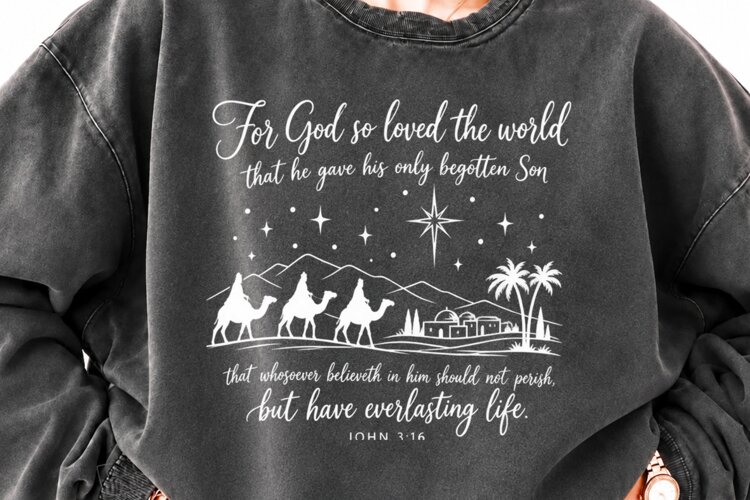 For Unto Us a CJohn 3:16 Nativity Christian PNG, For God So example image 1