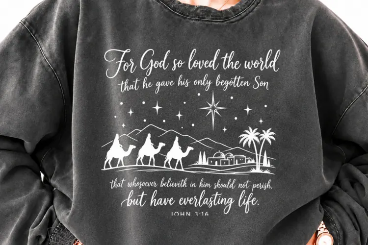 For Unto Us a CJohn 3:16 Nativity Christian PNG, For God So