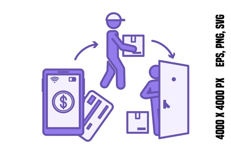 Purple Contactless Courier Delivery Icon example image 1