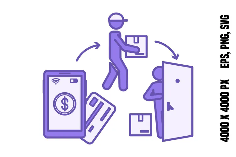 Purple Contactless Courier Delivery Icon