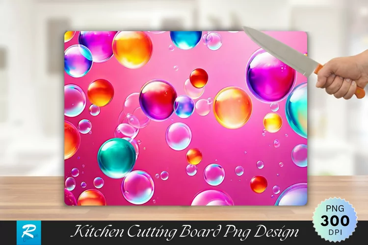 Vibrant Bubble Cutting Board Sublimation Design