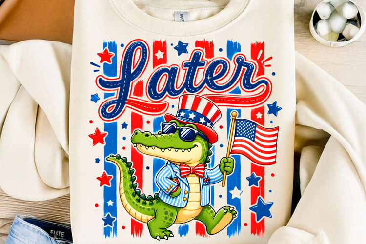 Later Gator, Alligator 4th of July PNG