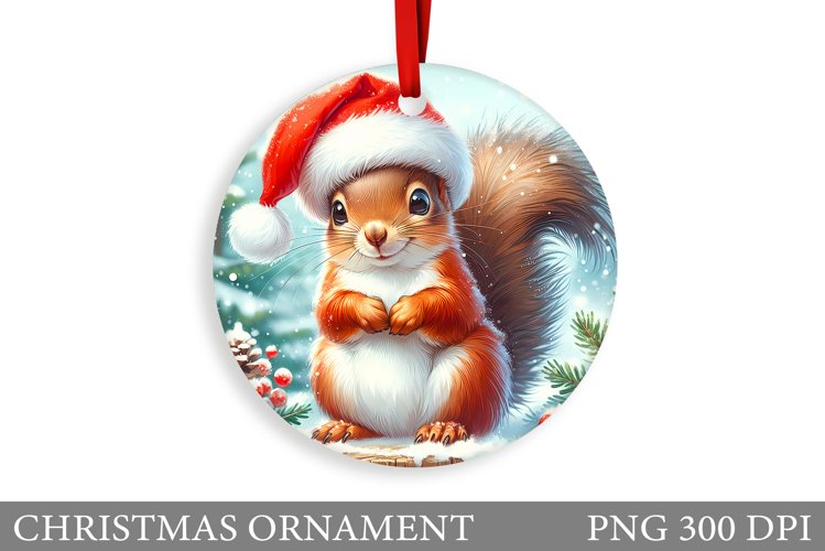 Cute Squirrel Christmas Ornament. Cute Squirrel Sublimation