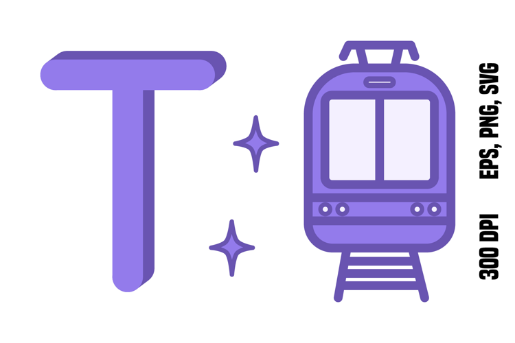Purple Letter T and Tram
