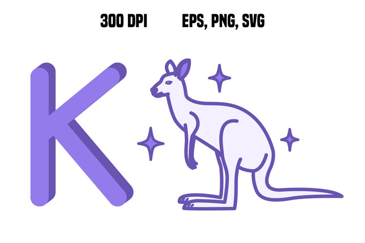Purple Letter K and Kangaroo. Vector example image 1