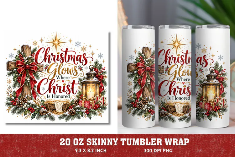 Light of the World 20oz Tumbler Wrap, Christian Christmas Na