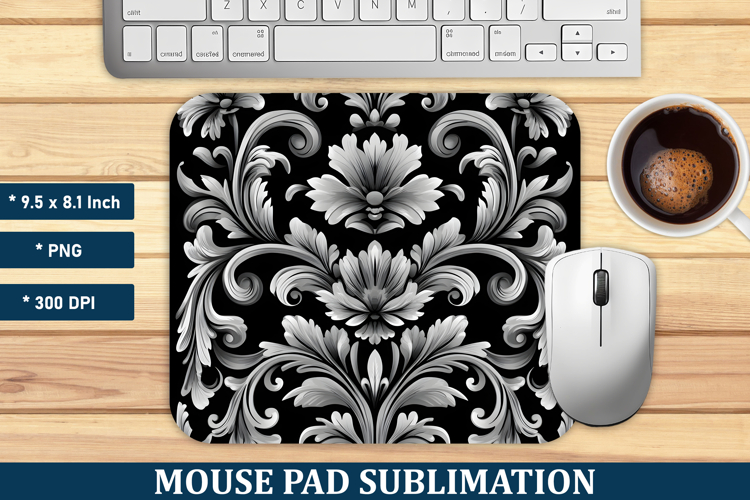 Gothic Floral Pattern Mouse Pad | Mouse Pad Sublimation