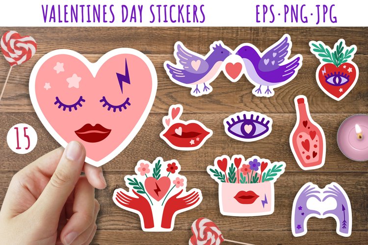 Valentine sticker / Valentines day stickers in PNG example image 1