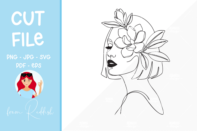 Woman portrait with flowers silhouette,cut file, T-shirt SVG