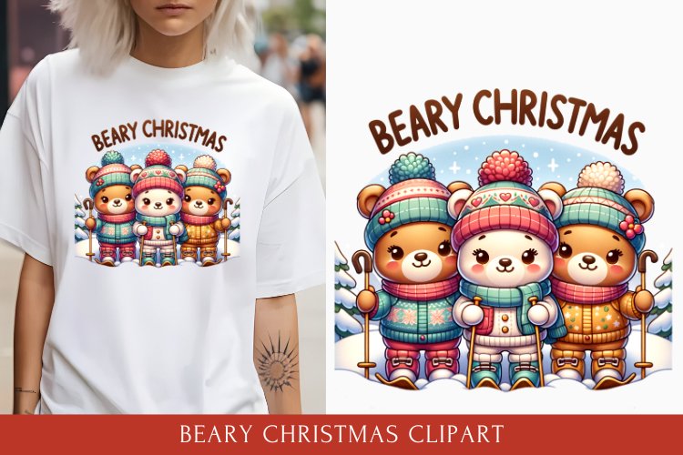 Beary Christmas clipart, bears sublimation