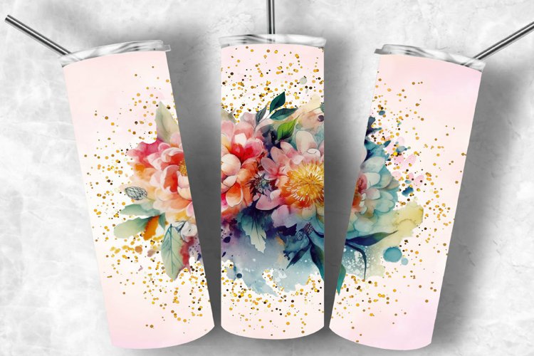 Floral Tumbler Wrap, Mothers Day 20oz Skinny Tumbler Png