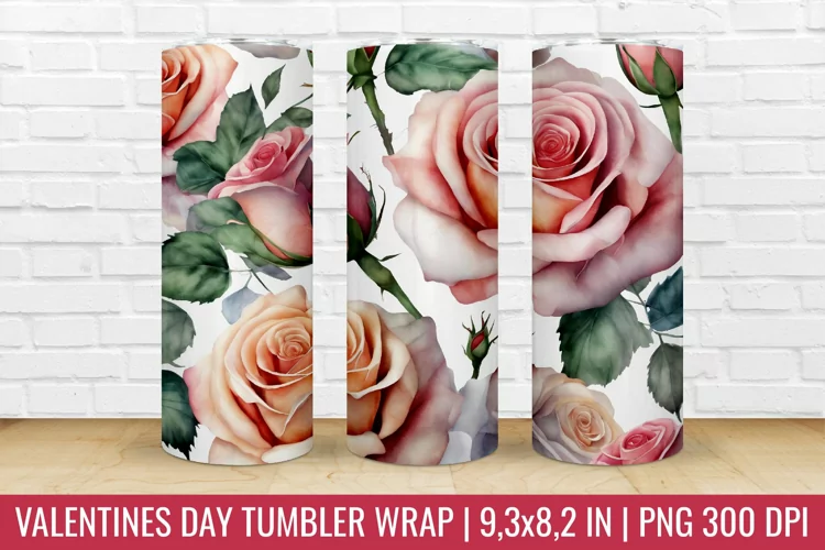 Roses Flower Tumbler Wrap | Tumbler Sublimation Design