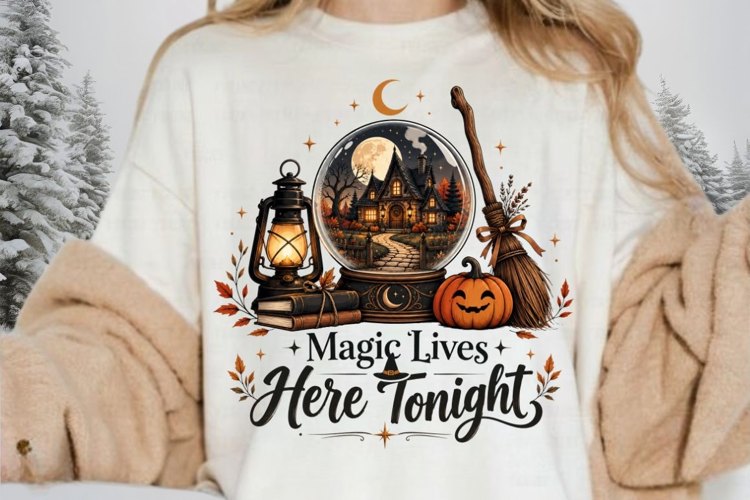 Magic Lives Here Tonight PNG Sublimation Design - Witch