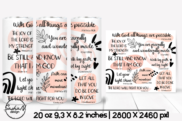 Religious tumbler, Christian designs, Bible quotes