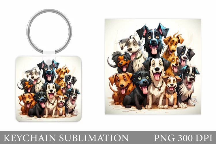 Funny Dog Keychain Sublimation. Cute Dog Keychain Design