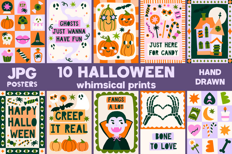 Cute Hand Drawn Halloween Prints for Kids & Nursery example image 1