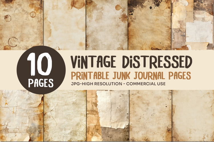 Vintage Distressed Junk Journal Pages