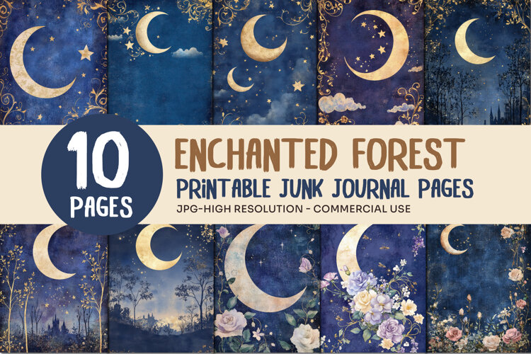 Celestial Moon Junk Journal Pages example image 1