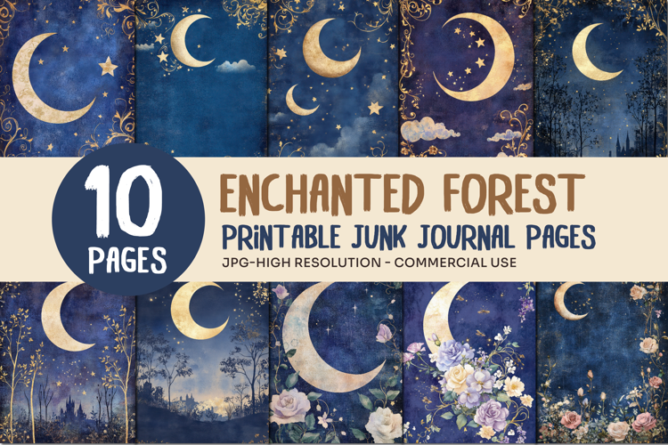 Celestial Moon Junk Journal Pages