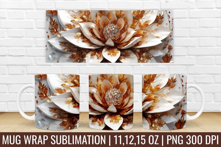 3D Mug Wrap | 3D Flower Mug Sublimation Design example image 1