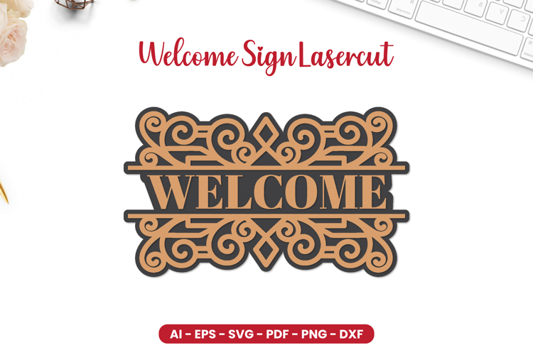 Welcome Sign Lasercut - Door Hanger Lasercut