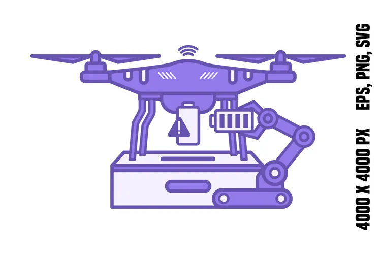 Purple Drone Battery Swap Icon