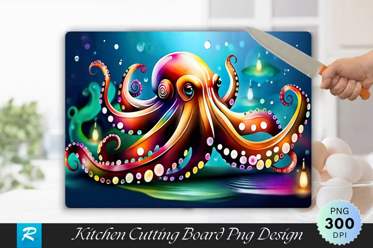 Octopus Cutting Board sublimation Design
