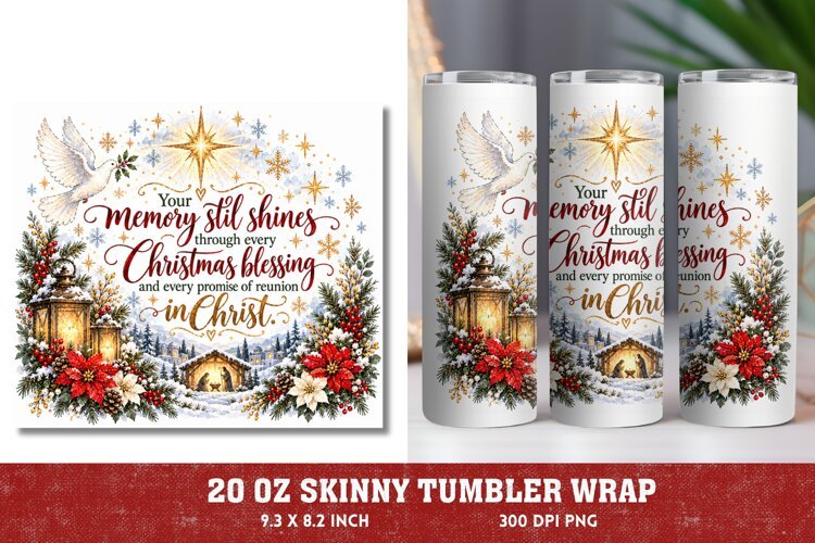 Christian Christmas 20oz Tumbler Wrap, Memorial Christmas Tu example image 1