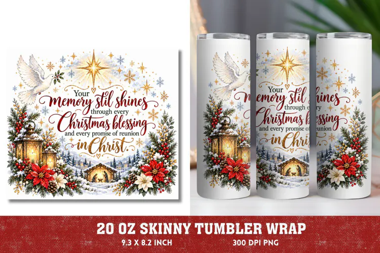 Christian Christmas 20oz Tumbler Wrap, Memorial Christmas Tu