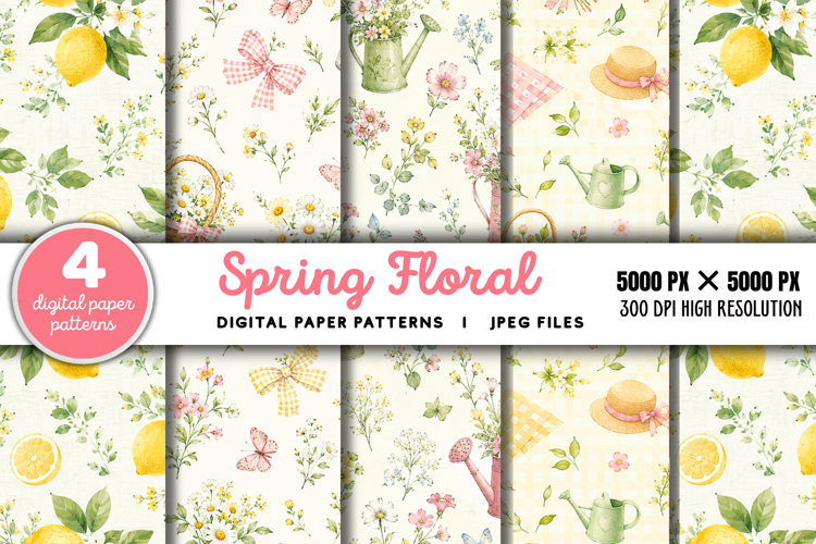Spring Floral Digital Paper JPG