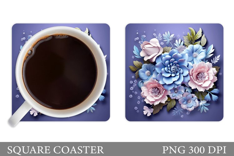 3D Flowers Coaster Design. Flowers Coaster Sublimation example image 1