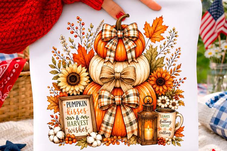 Pumpkin Kisses Harvest Wishes Fall PNG