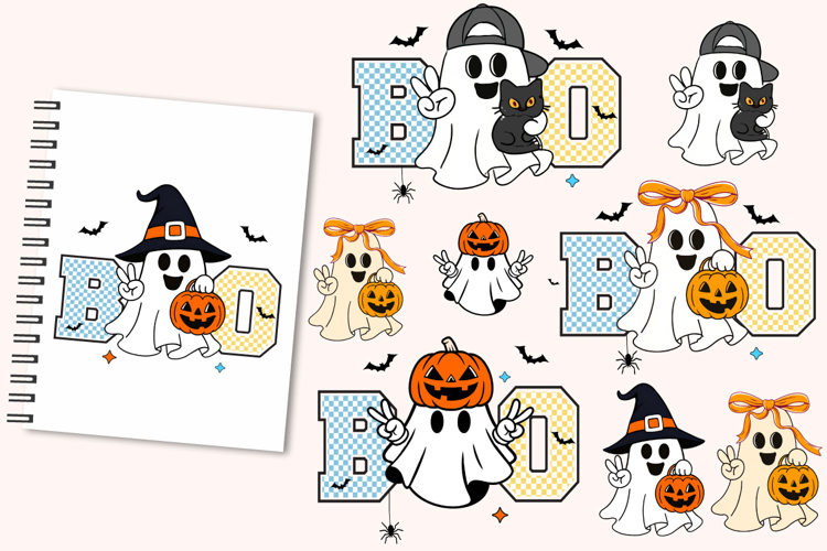 BOO Spooky Vibes Kids Halloween PNG, Spooky Ghost PNG, BOO