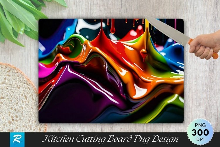 Watercolor Colorful Cutting Board Sublimation Design example image 1