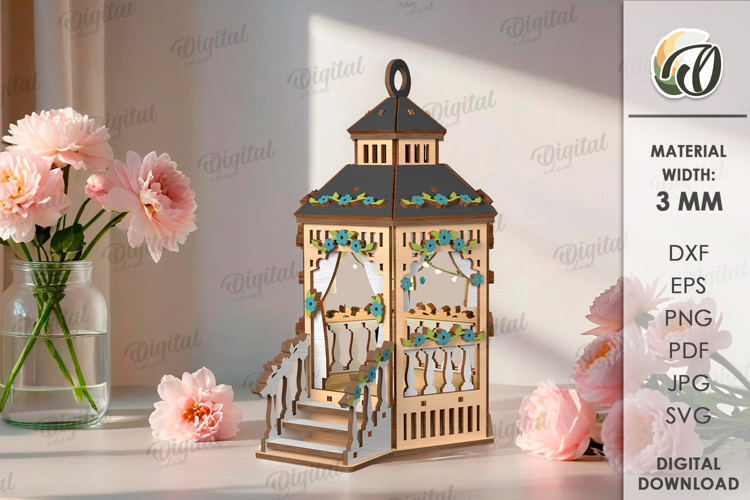 3D Gazebo lantern Laser Cut. Home Decor SVG