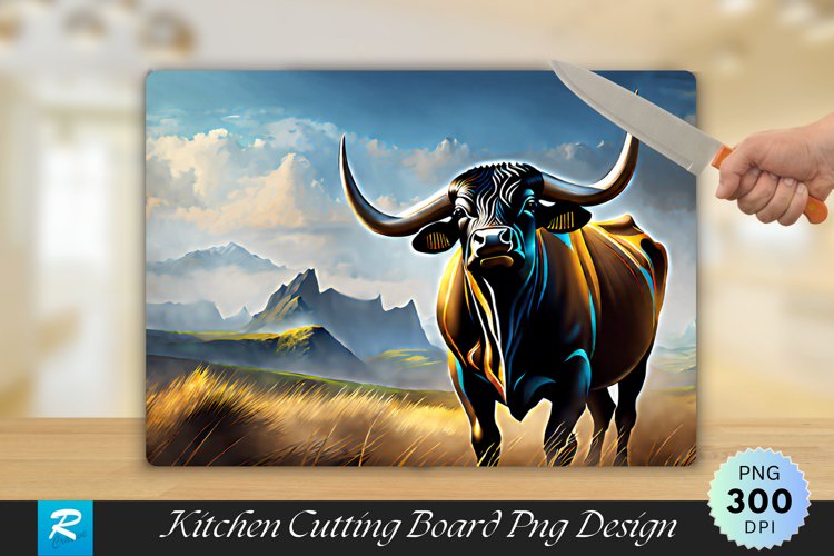 Black Bull Cutting Cutting Board Sublimation Design