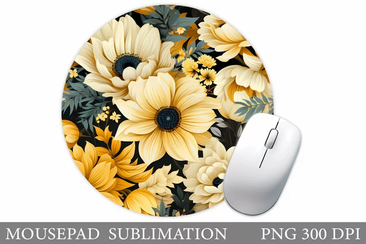 Flowers Mouse Pad Sublimation. Wildflowers Mouse Pad Design