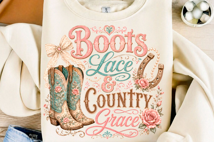Boots Lace and Country Png T Shirt example image 1