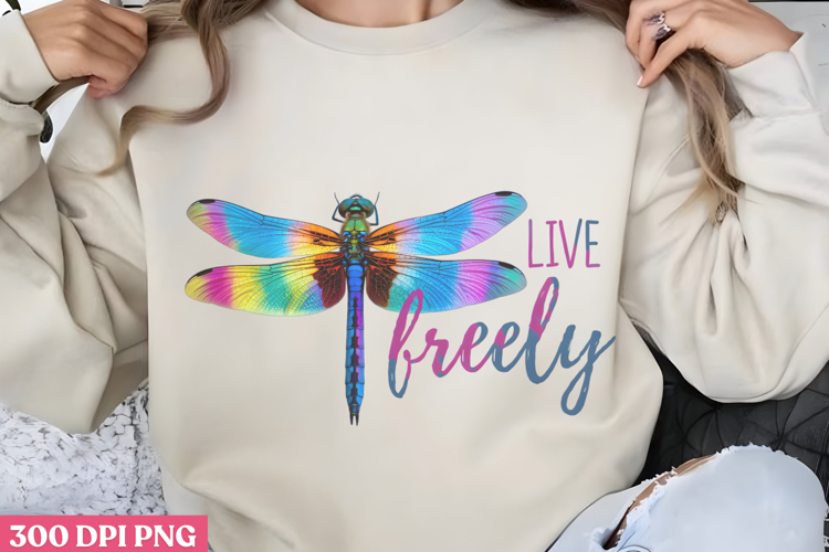 Live freely PNG, Positive Dragonfly Sublimation PNG