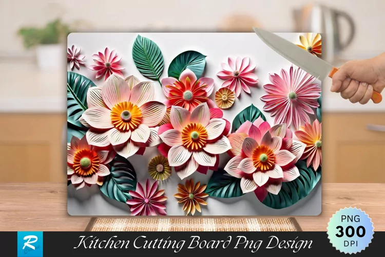 Floral Cutting Board Sublimation Design