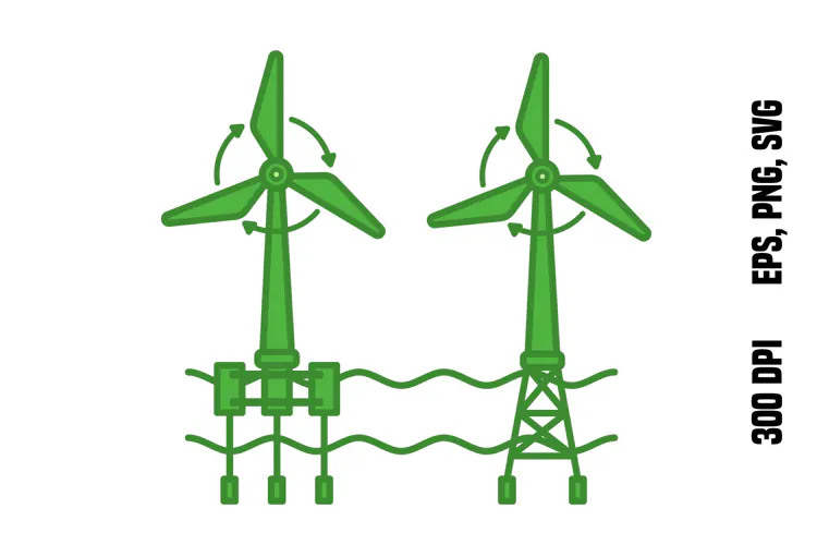 Green Offshore Wind Farm Icon