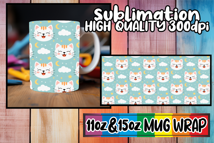 Luminous afternoons 11oz 15oz sublimation wrap, Funny Cat