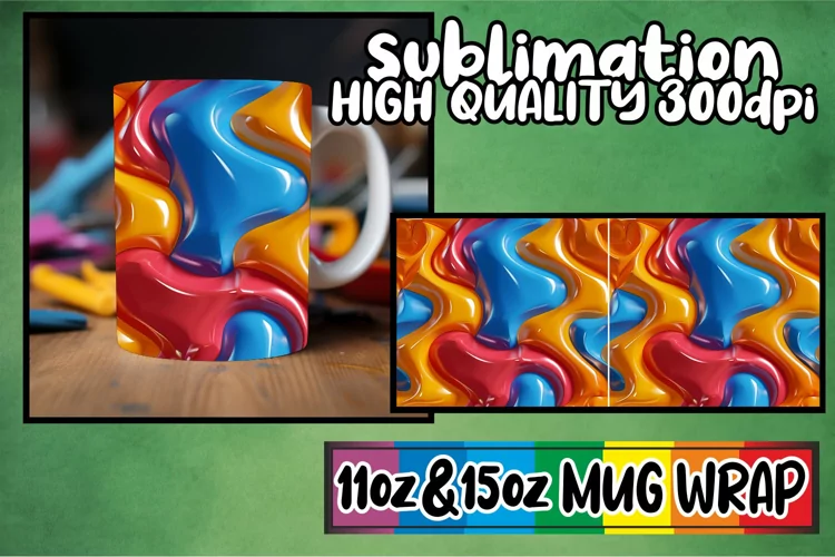 Vibrant Puff Pattern: Sublimation Mug Art